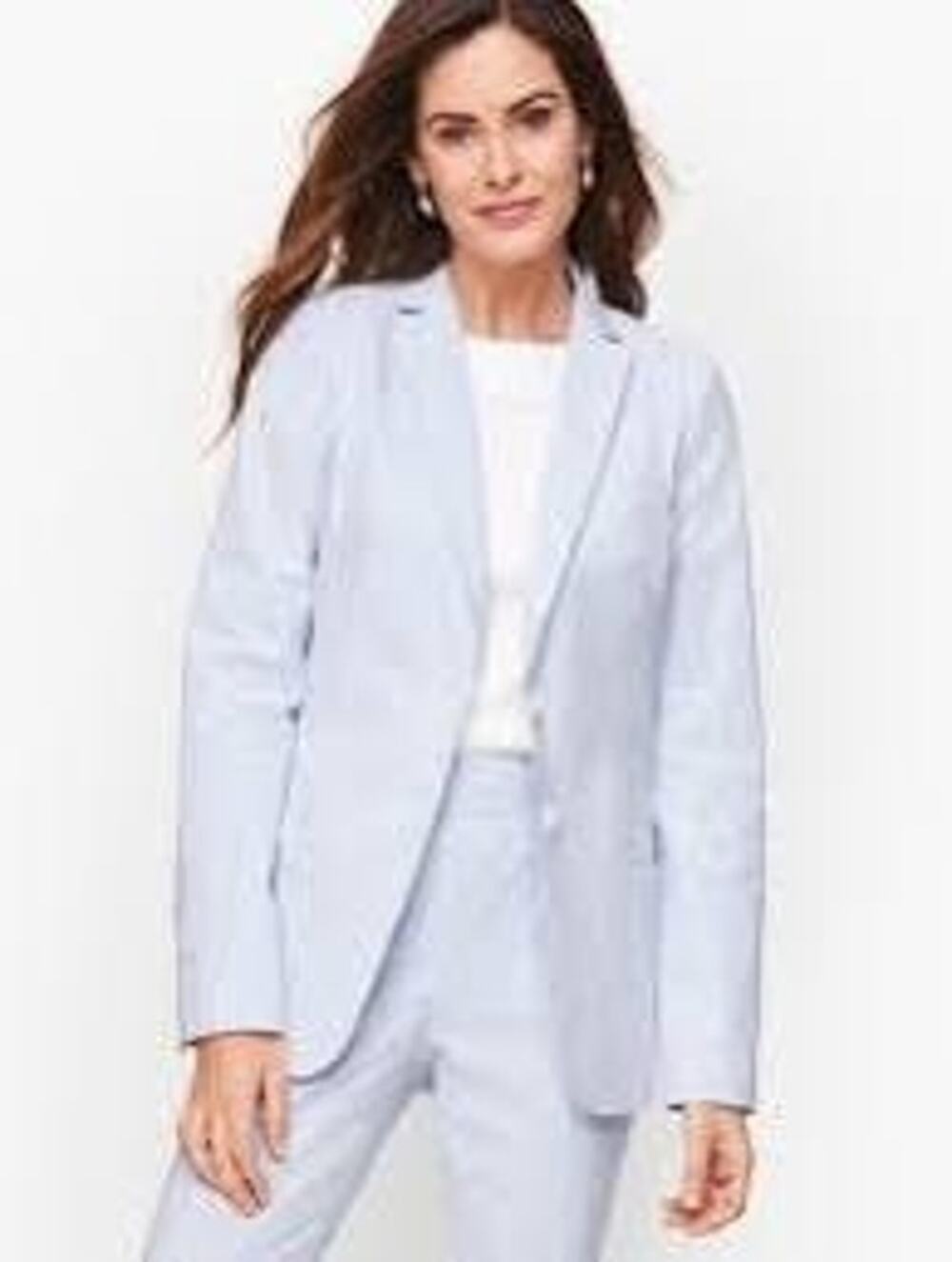 L 12 NWT Blazer Brooks Brothers women's blue white striped seersucker jacket